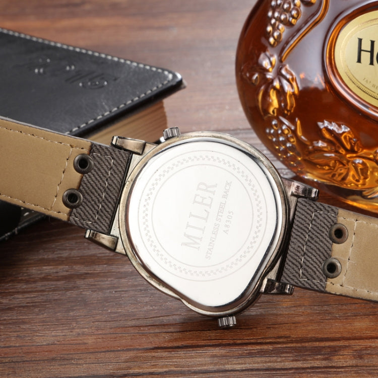 MILER Large Dial Dual Movement Canvas Band Men Wrist Watch
