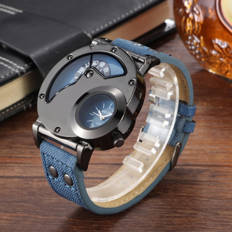 MILER Large Dial Dual Movement Canvas Band Men Wrist Watch