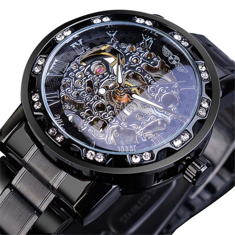 Winner Leisure Skeleton Diamond Luminous Pointer Watch Men Manual Mechanical Watch
