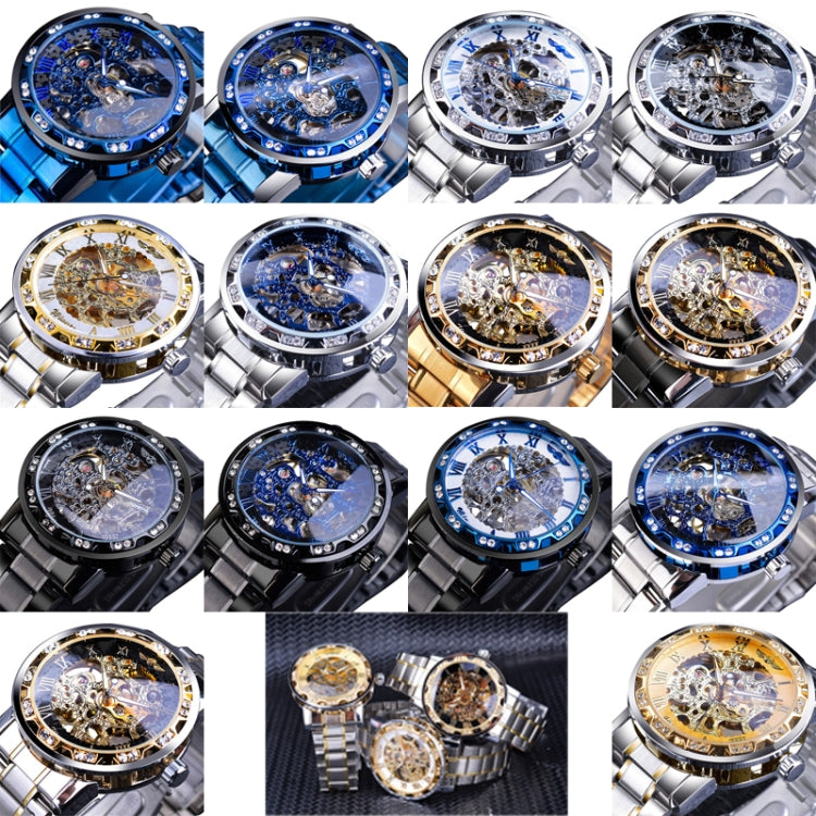 Winner Leisure Skeleton Diamond Luminous Pointer Watch Men Manual Mechanical Watch