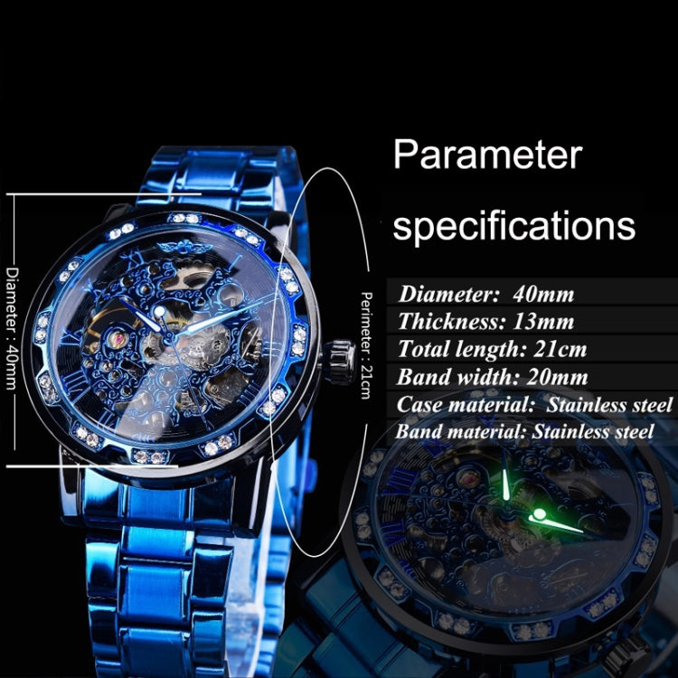Winner Leisure Skeleton Diamond Luminous Pointer Watch Men Manual Mechanical Watch