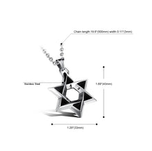 Load image into Gallery viewer, 1102 Stainless Steel Necklaces Men Six Pointed Star Pendant, Style:, Pendant+Chain, Single Pendant