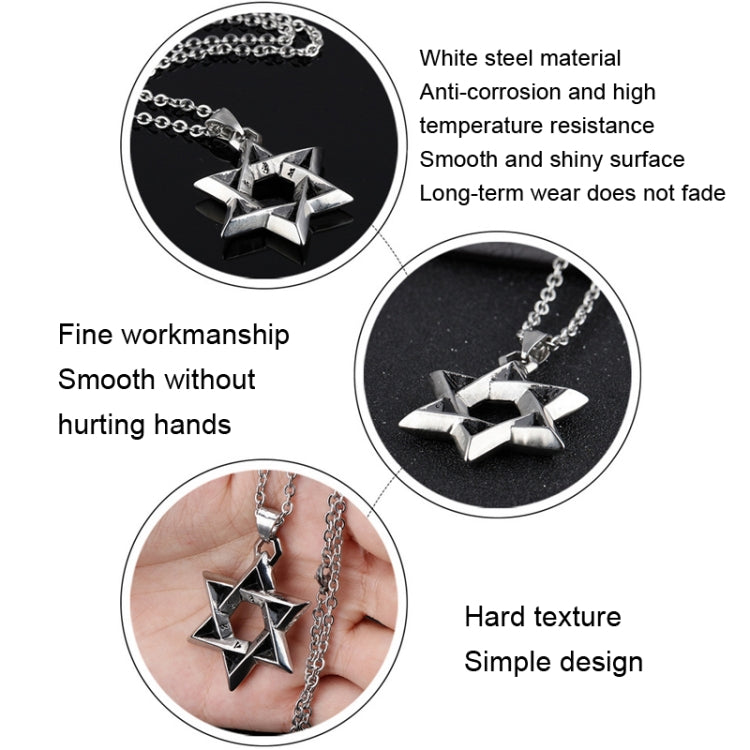 1102 Stainless Steel Necklaces Men Six Pointed Star Pendant, Style:, Pendant+Chain, Single Pendant