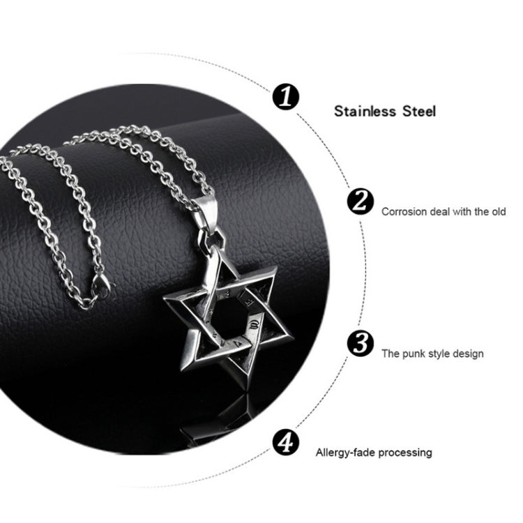 1102 Stainless Steel Necklaces Men Six Pointed Star Pendant, Style:, Pendant+Chain, Single Pendant