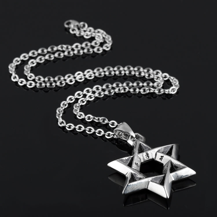 1102 Stainless Steel Necklaces Men Six Pointed Star Pendant, Style:, Pendant+Chain, Single Pendant