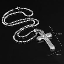 Load image into Gallery viewer, 1213 Three Layer Cross Necklace Titanium Steel Men Necklace, Steel Color Pendant+3x55cm Pearl Chain, Black Pendant+3x55cm Pearl Chain, Gold Pendant+3x55cm Pearl Chain, Steel Color Single Pendant, Black Single Pendant, Gold Single Pendant
