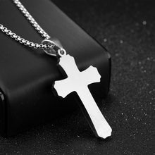 Load image into Gallery viewer, 1213 Three Layer Cross Necklace Titanium Steel Men Necklace, Steel Color Pendant+3x55cm Pearl Chain, Black Pendant+3x55cm Pearl Chain, Gold Pendant+3x55cm Pearl Chain, Steel Color Single Pendant, Black Single Pendant, Gold Single Pendant