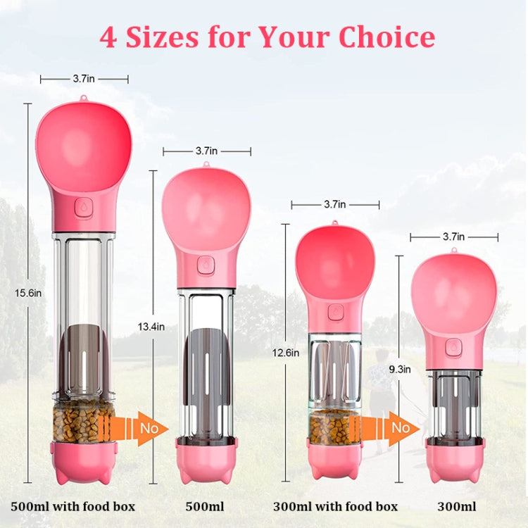 3 in 1 Leakproof Outdoor Dog Water Fountain Portable Pet Drinking Bottle, 300ml, 300ml+Food Box, 500ml, 500ml+Food Box