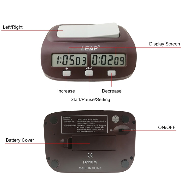 LEAP PQ9907S Chess Clock International Chess Go Clock, PQ9907S