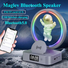 Load image into Gallery viewer, Y-558 Magnetic Levitation Astronaut TWS Bluetooth Speaker With RGB Light,Style:, Golden Basic, Silver Basic, Golden Clock Model, Silver Clock Model, Golden Wireless Charging, Silver Wireless Charging