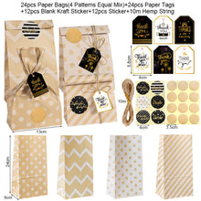 Load image into Gallery viewer, 24 In 1 Point Striped Cowhide Paper Bag Retro Thanks Gift Bag Party Bakery Biscuits Candy Bag, 24 In 1 Style 1, 24 In 1 Style 2