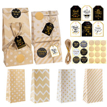 Load image into Gallery viewer, 24 In 1 Point Striped Cowhide Paper Bag Retro Thanks Gift Bag Party Bakery Biscuits Candy Bag, 24 In 1 Style 1, 24 In 1 Style 2