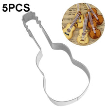 Load image into Gallery viewer, 5pcs Guitar Shape Baking Biscuit Mold Stainless Steel Fondant Mousse Circle, Guitar Shape