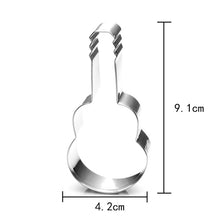 Load image into Gallery viewer, 5pcs Guitar Shape Baking Biscuit Mold Stainless Steel Fondant Mousse Circle, Guitar Shape