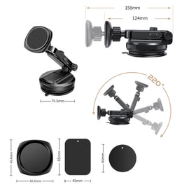 Car Telescopic Suction Cup Rubber Bottom Strong Magnetic Mobile Phone Holder, Magnetic Mobile Phone Holder