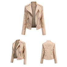 Load image into Gallery viewer, Women Short Leather Jacket Slim Jacket Motorcycle Suit, XXL, XXXL, XXXXL