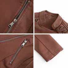 Load image into Gallery viewer, Women Short Leather Jacket Slim Jacket Motorcycle Suit, S, M, L, XL