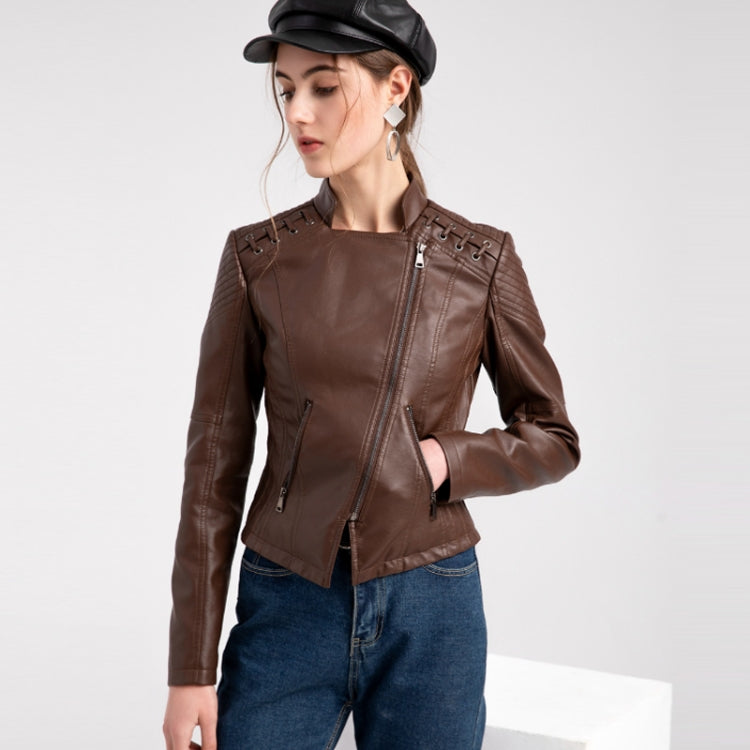 Women Short Leather Jacket Slim Jacket Motorcycle Suit, XXL, XXXL, XXXXL