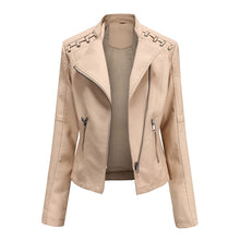 Load image into Gallery viewer, Women Short Leather Jacket Slim Jacket Motorcycle Suit, S, M, L, XL