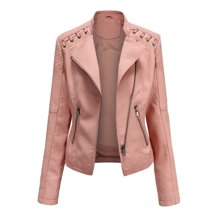 Women Short Leather Jacket Slim Jacket Motorcycle Suit, S, M, L, XL