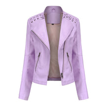 Load image into Gallery viewer, Women Short Leather Jacket Slim Jacket Motorcycle Suit, S, M, L, XL