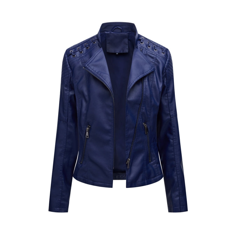 Women Short Leather Jacket Slim Jacket Motorcycle Suit, S, M, L, XL