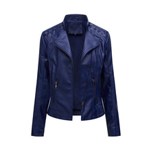 Load image into Gallery viewer, Women Short Leather Jacket Slim Jacket Motorcycle Suit, S, M, L, XL