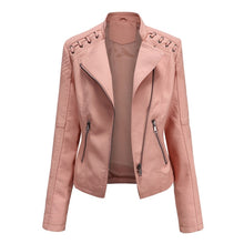 Load image into Gallery viewer, Women Short Leather Jacket Slim Jacket Motorcycle Suit, S, M, L, XL