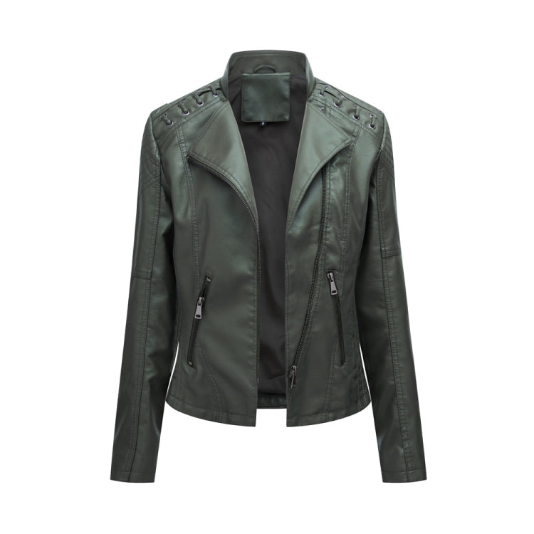 Women Short Leather Jacket Slim Jacket Motorcycle Suit, S, M, L, XL