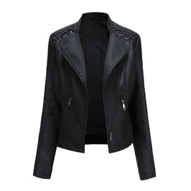 Women Short Leather Jacket Slim Jacket Motorcycle Suit, XXL, XXXL, XXXXL