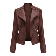 Load image into Gallery viewer, Women Short Leather Jacket Slim Jacket Motorcycle Suit, XXL, XXXL, XXXXL