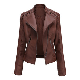 Women Short Leather Jacket Slim Jacket Motorcycle Suit, XXL, XXXL, XXXXL