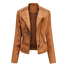 Load image into Gallery viewer, Women Short Leather Jacket Slim Jacket Motorcycle Suit, XXL, XXXL, XXXXL