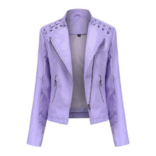 Load image into Gallery viewer, Women Short Leather Jacket Slim Jacket Motorcycle Suit, XXL, XXXL, XXXXL