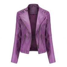 Load image into Gallery viewer, Women Short Leather Jacket Slim Jacket Motorcycle Suit, XXL, XXXL, XXXXL
