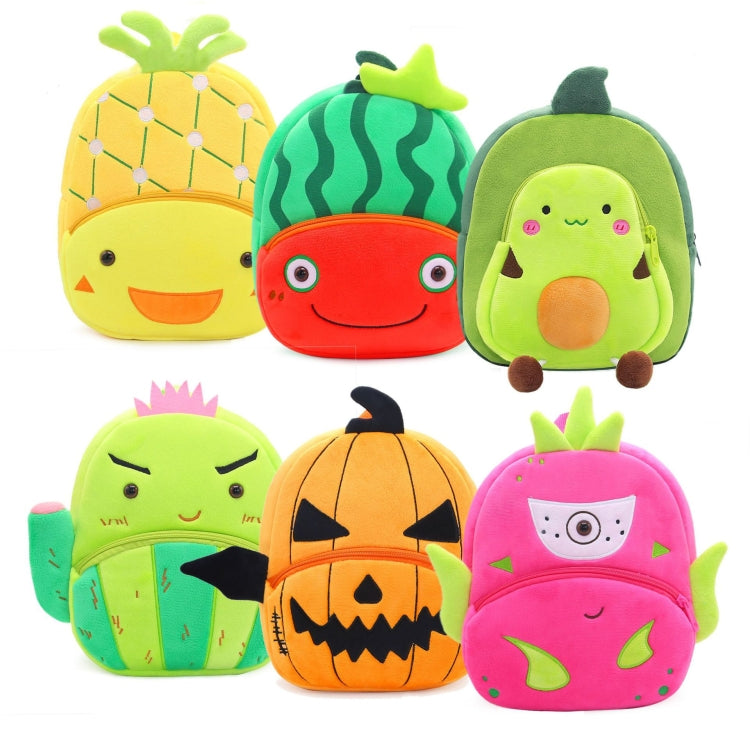 Vegetable Fruit Series Cartoon Plush Kids Backpack Children School Bags, Strawberry, Dragon Fruit, Pineapple, Watermelon, Pumpkin, Cactus, Durian, Carnivorous Flowers