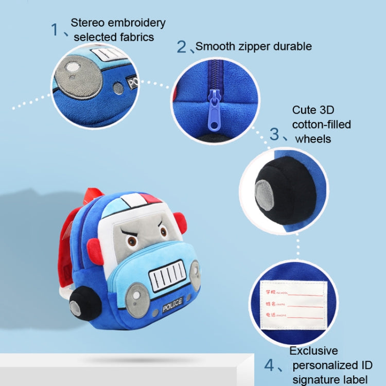 Kindergarten Schoolbag Cartoon Car Plush Backpack Children Cute Shoulder Bag