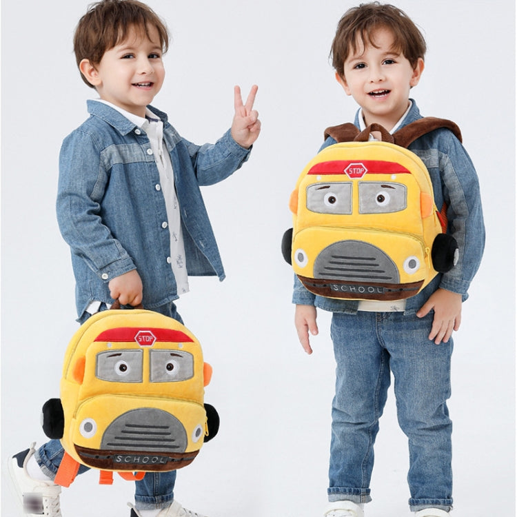 Kindergarten Schoolbag Cartoon Car Plush Backpack Children Cute Shoulder Bag