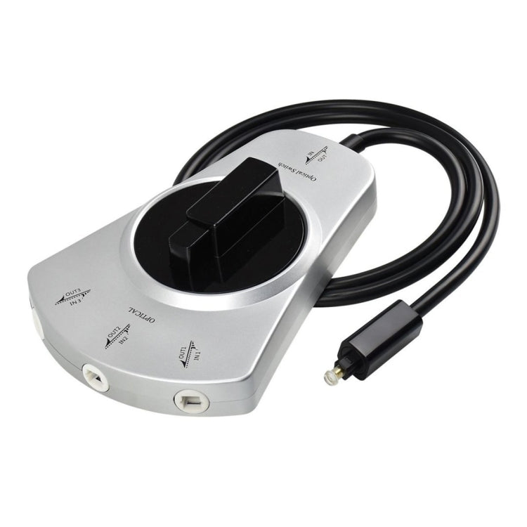 3 In 1 Out Switch Manually Switching Digital Audio Fiber Optic Switch With Cable, Rich Gold