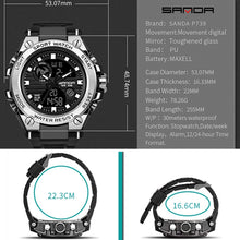 Load image into Gallery viewer, SANDA 739 Multifunctional Waterproof Sports Watch Chronograph Calendar Alarm Night Light Watch