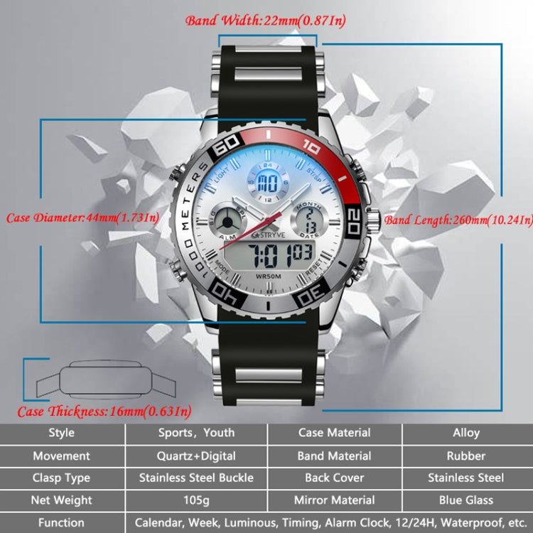 STRYVE S8023 Sports Watch Nights Light Waterproof Timing Alarm Men Watch