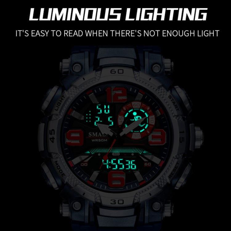 SMAEL 1921 Men Dual Movement Sports Watch Multifunctional Time Night Light Alarm Student Wrist Watch