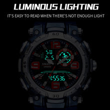 Load image into Gallery viewer, SMAEL 1921 Men Dual Movement Sports Watch Multifunctional Time Night Light Alarm Student Wrist Watch