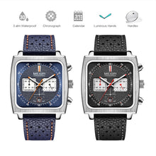 Load image into Gallery viewer, MEGIR 2182 Men Business Chronograph Calendar Waterproof Luminous Watch Square Quartz Watch