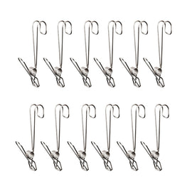 With Long Tail Clothes Drying Clip Stainless Steel Ribbon Hook Hanging Clip, 12pcs Stainless Steel