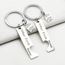 Load image into Gallery viewer, Stainless Steel Titanium Steel Keychain House Pendant, House Keychain