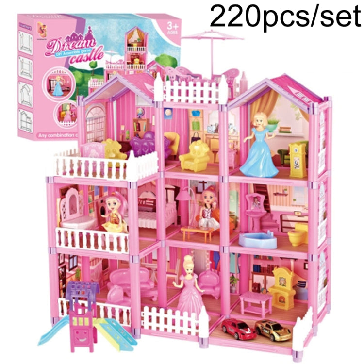 DSJ55-C 220pcs /Set Children Passing Domestic Toy Doll House Princess Castle Set Simulation Disguise House