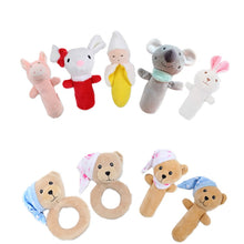 Load image into Gallery viewer, Baby Hand Rattles Toys Hand Grip Stick Newborn Soothing Toys,Style:, Giraffe, Pink Rabbit, Little Grey Elephant, Koala, Piggy, Monkey, White Rabbit, Little Red Mouse, Little Flower Elephant, Little Banana, Sleep Bear Blue Rattles                       ...