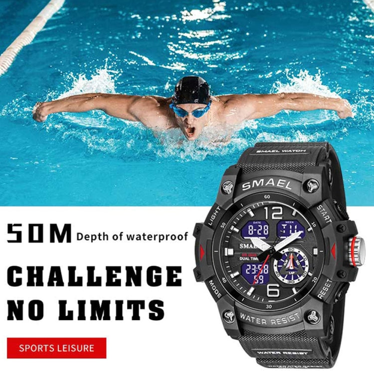 SMAEL 8007 Outdoor Sports Waterproof Dual Display Electronic Quartz Watch