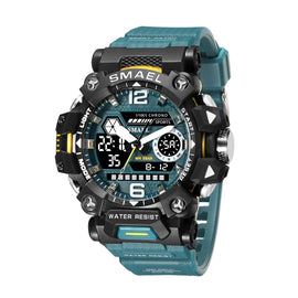 SMAEL 8072 Alloy Outdoor Multifunctional Electronic Watch Men Dual Display Waterproof Watch